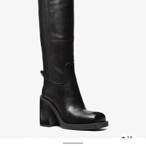 Michael Kors Black Leather Over-the-Knee Block Heel Boots